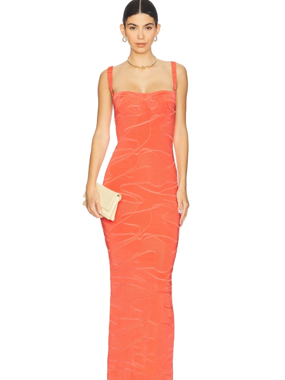 Revolve super down Square-Neck Coral Maxi Dress